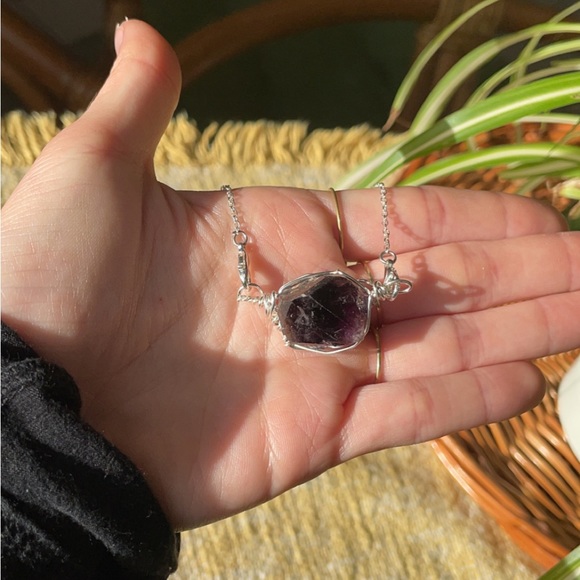 Cacoxonite in amethyst necklace - Picture 3 of 3